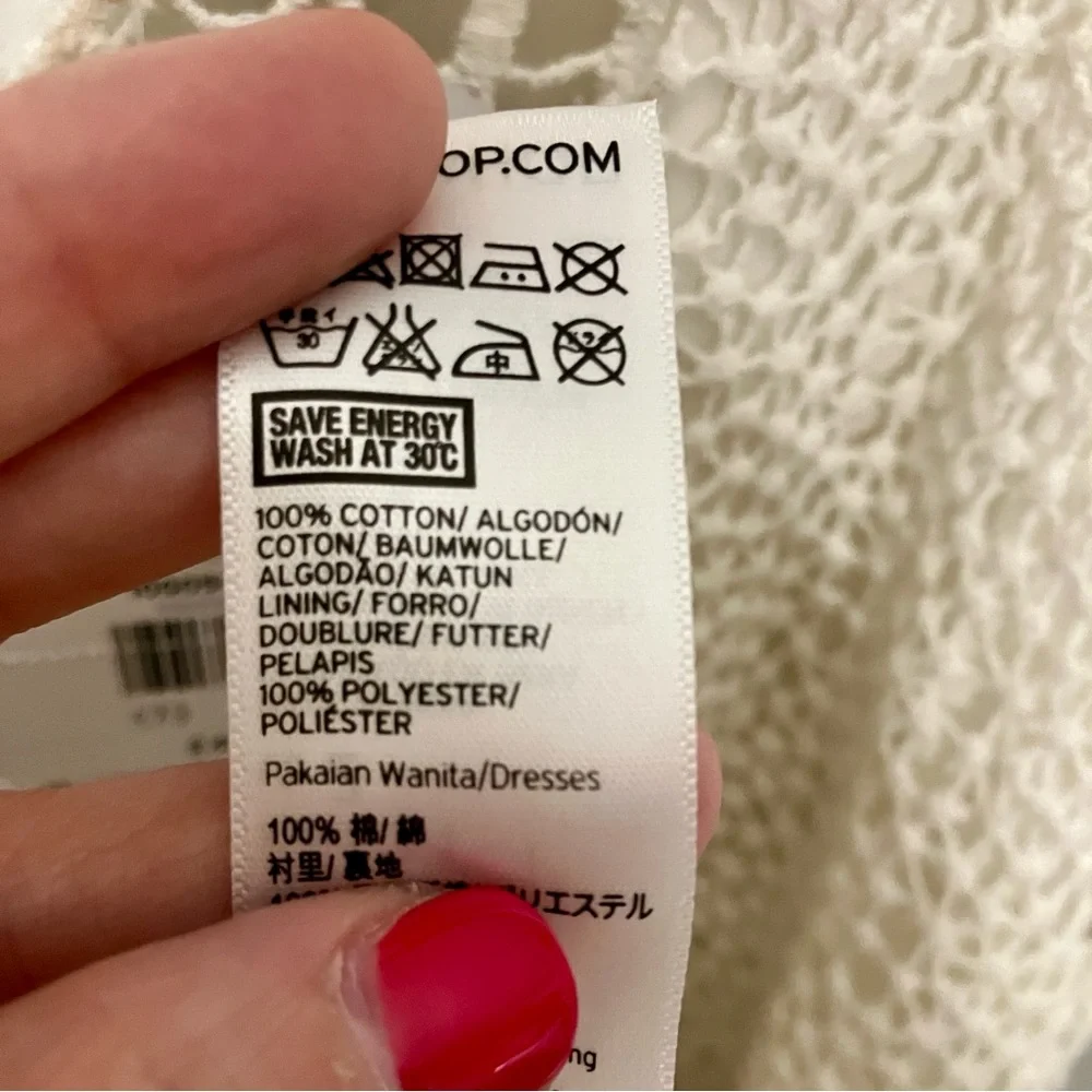 21. Top Shop Women’s Size 2 crochet mini dress ivory floral NWT - Picture 9 of 16